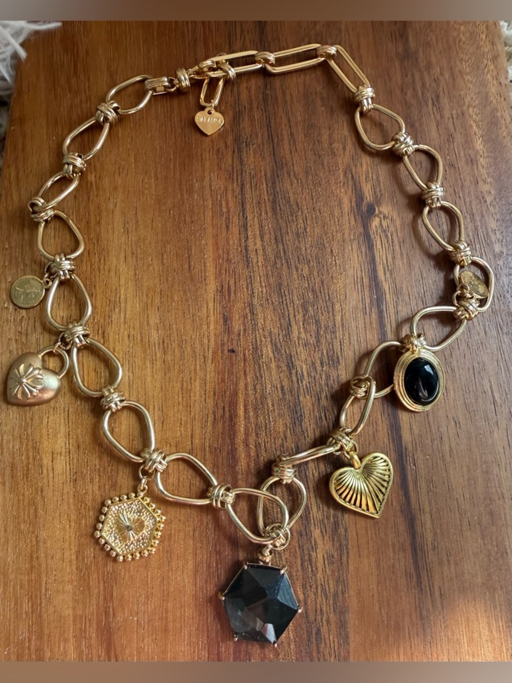 Nakamol Gold-Tone Charm Necklace Heart Coin